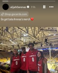 Gilbert Arenas, Melli Monaco, Alijah Arenas and his GF turn up to support Izela Arenas' game vs. Colorado